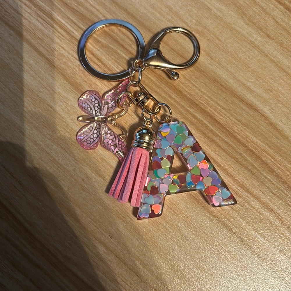 NEW: Letter A Bag Charm with Butterfly